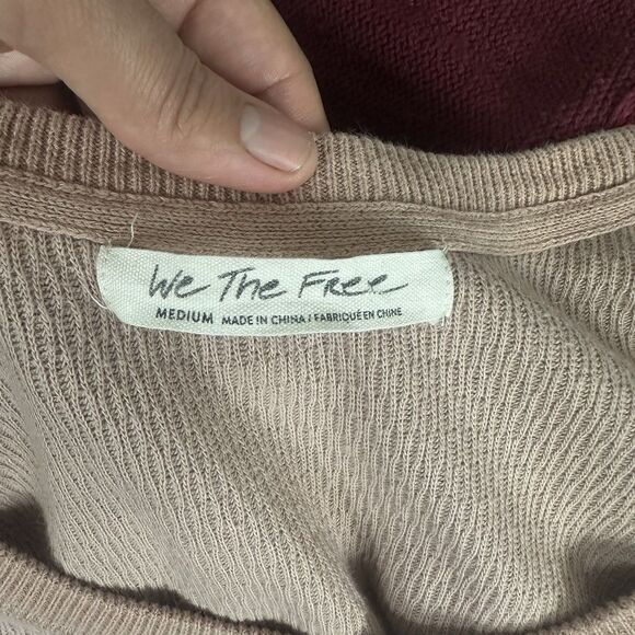 Free People Top Sz M Rainbow Dreams Thermal Knit Wide Sleeves Arizona Sands boho - Picture 14 of 16